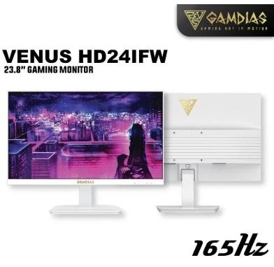 GAMDIAS VENUS HD24IFW 24"  White color Flat IPS 165Hz Gaming Monitor